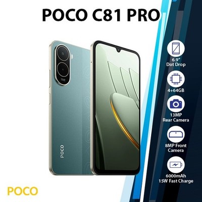 Xiaomi POCO C81 Pro Android Cell Phone (4GB+64GB/GREEN/Dual SIM/Unlocked)