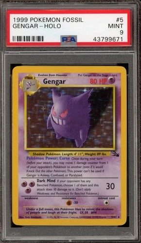 Pokemon Gengar Fossil Unlimited Holo Rare #5 PSA 9 Mint