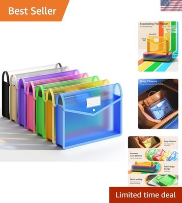 7 Pack Plastic Expanding File Folder, Transparent envelopes with Snap Closure...