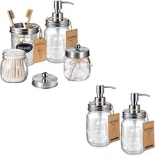 4PCS 2pcs Brushed Nickel Mason Jar Bathroom Accessories Set-3 pcs Lotion Soap