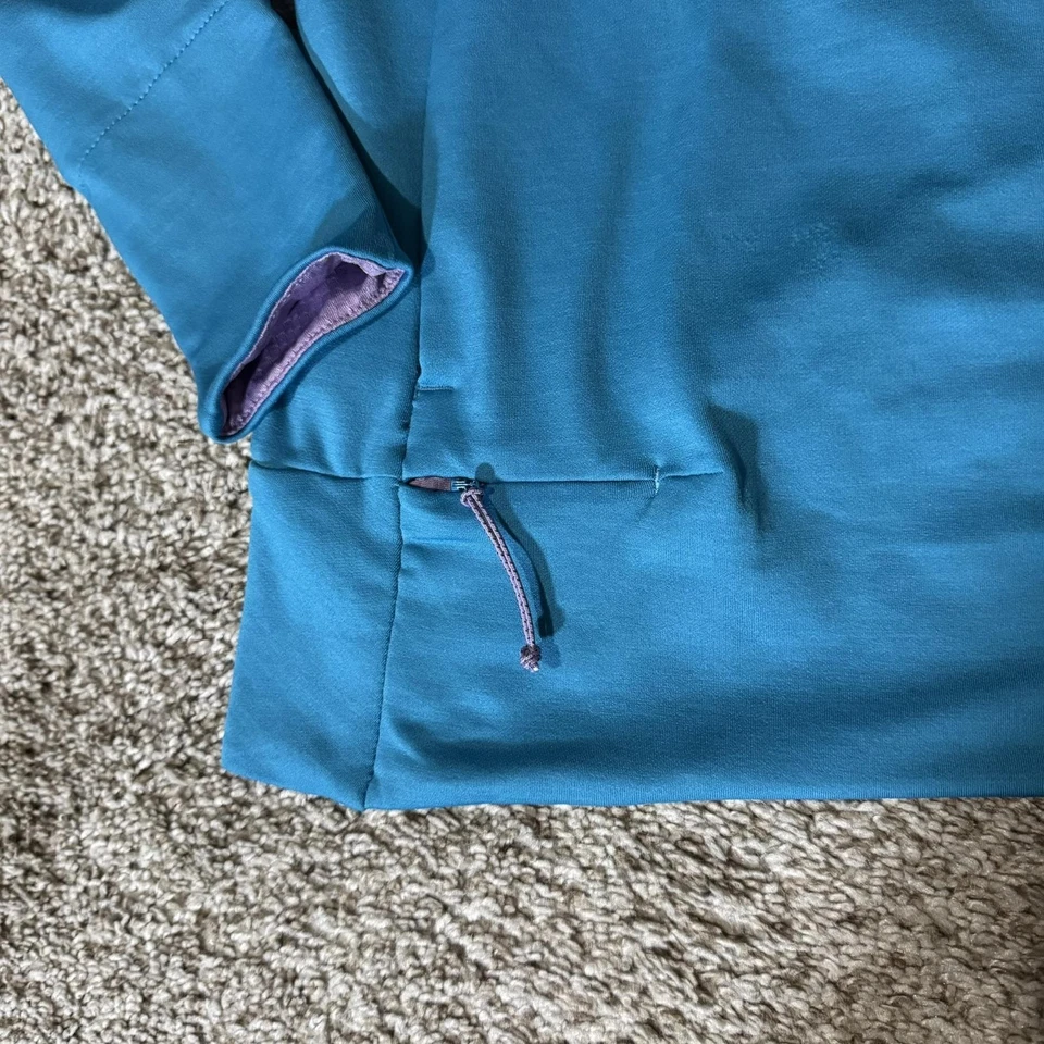 Salomon Hoodie Womens Medium Blue ActiTherm Pullover Zip Pocket Running Athletic - Image 2 of 4