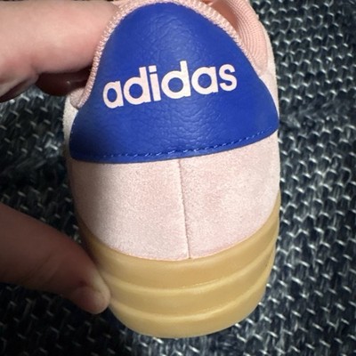 Women s Pink Adidas Sneakers, With Neon Green/ Blue Strips, Women s Size 8