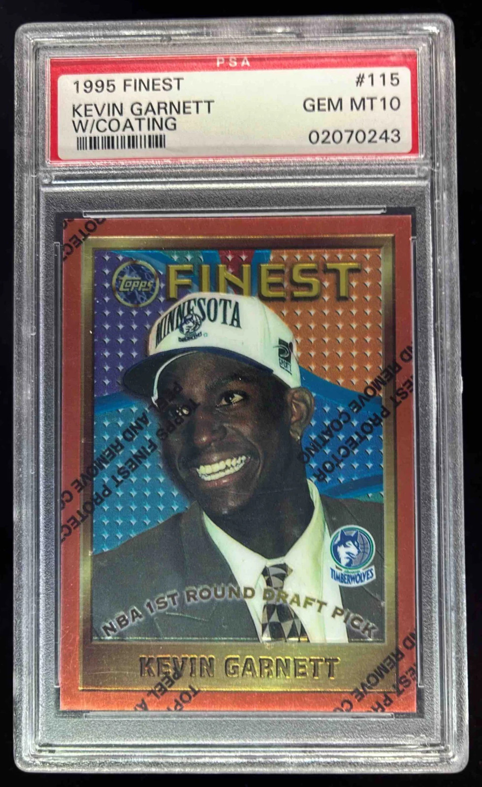 1995-96 Topps Finest #115 Kevin Garnett RC PSA 10