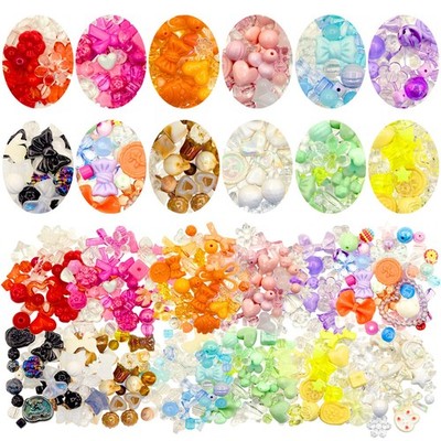 600700pcs Acrylic Assorted Beads 12 Colors Heart Butterfly Flower DIY Jewelry