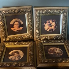 4 CAMELOT Gilt framed mounted print pictures, Cherub Collection. Gallery Wall