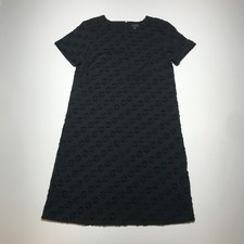 Ann Taylor Womens Black Jacquard Clipdot Short Sleeve Dressy Shift Dress Size 2