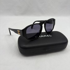 CHANEL Coco Mark Black Sun Authentic Designer Plastic Full Rim