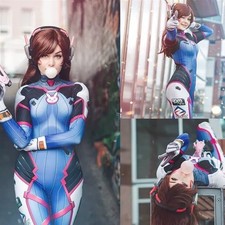 Overwatch D.Va Cosplay Halloween Costume Kids Adult Jumpsuit Milk Silk Fabric