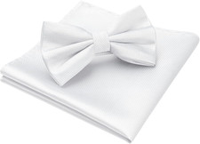 Bow Ties for Men Solid Color Pre-Tie Bow Tie and Pocket Square Set Classic Forma