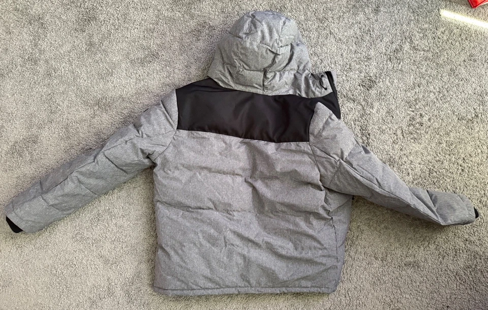 NUEVO DKNY Para Hombres Gris Mixto Media PUFFER Cremallera Frontal CAPUCHA ABRIGO ABRIGO Chaqueta L Foto 4 de 4