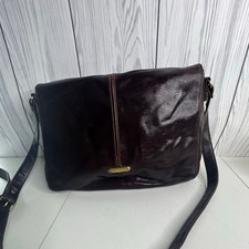 Vintage Liz Claiborne Messenger Bag Leather Brown Brass Cross Body Waxy