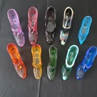 Fenton Glass Cat Head Shoe Figurines Multicolor Decorative Art Glass