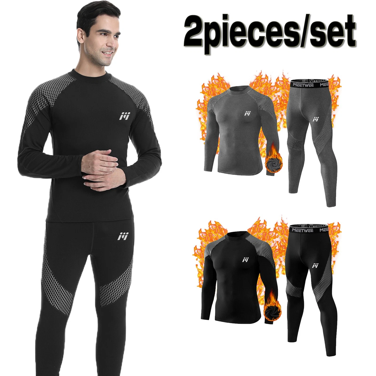 Men's Fleece Thermal Underwear Set Long Johns Top&Bottom Winter Warm Base Layer
Opens in a new windo
