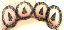 Set of 4 Furio 9 in. Clear Luncheon Plates with Sponged Xmas Trees and Trim
