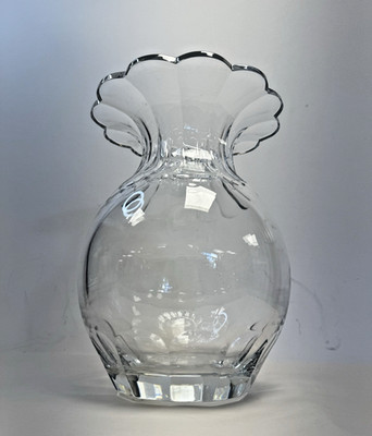 William Yeoward Delphi Kristall kannelierte mundgeblasene Optik gerippte Glasvase 11,5''