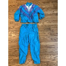 Vintage 90s Bold Spirit Windbreaker Tracksuit Women L Blue Purple Colorblock Set