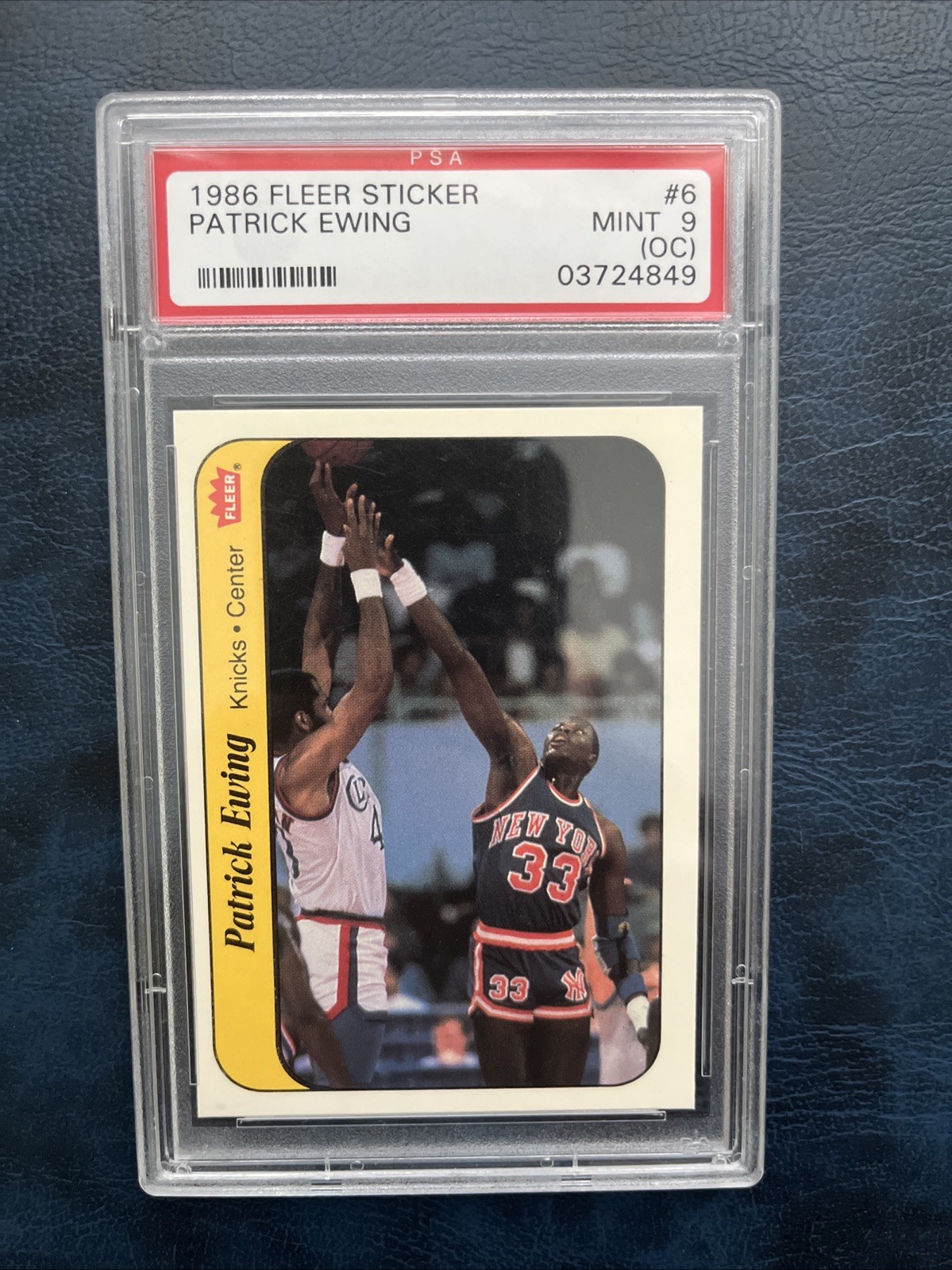 1986-87 Fleer Sticker Patrick Ewing #6 PSA 9