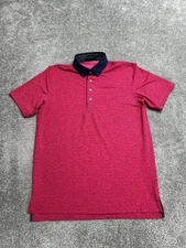 Greyson Coral Dreams Polo Shirt Mens Medium Pink Performance Golf Button Down