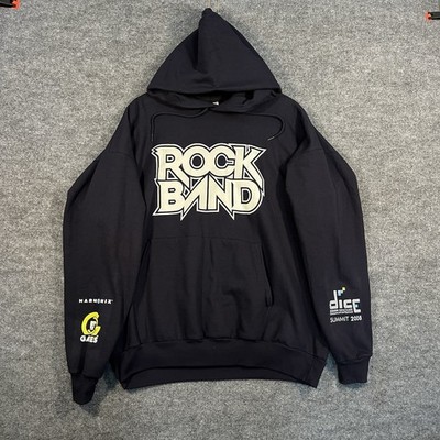 Vintage 2008 Rock Band Video Game MTV Games Promo Hoodie 2XL Harmonix Dice