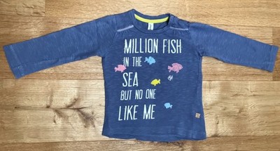 Babyface Longsleeve Langarmshirt Gr. 74 ca. 9 Monate blau mit Glitzer Fisch Meer