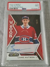 2024-25 UD Synergy Rookie Lane Hutson RC Red Auto sp 16/25 PSA 9