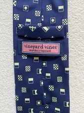 Vineyard Vines Blue Nautical Flags Printed Silk Tie NEW Size 58