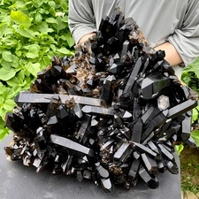 69.33LB Large Natural Smoky Black Quartz Cluster Crystal Specimen Healing