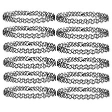 12pcs Rainbow Stretch Choker Creative Women Set Necklace Elastic Tattoo Vintage