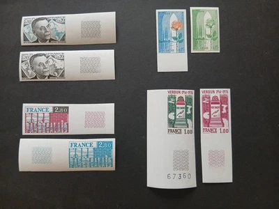 8 timbres France variété non dentelé et essai de couleur neufs XX - Photo 1/4