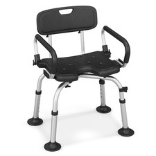 Height Adjustable Padded Tub Bath Seat Disability Shower Chair Stool W/ Armrest