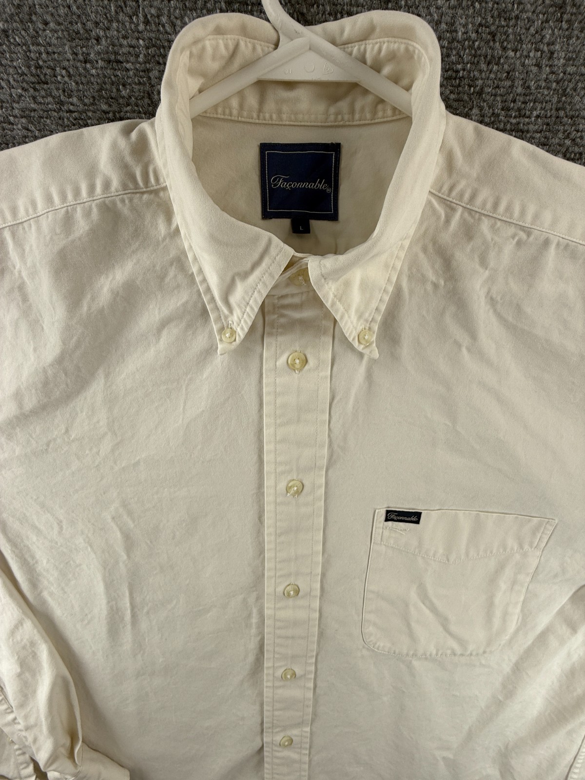 Faconnable Eggshell Button-Down Cotton Large Ivor… - image 1
