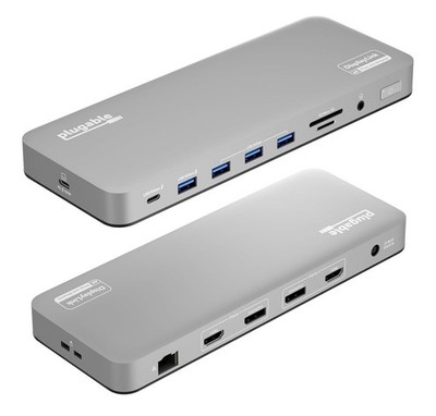 Plugable 13-in-1 USB C Docking Station Dual Monitor, 100W Charging, 4K Displays