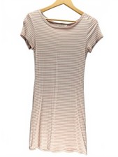Heart & Hips Women's Striped Pink and White T-Shirt Dress