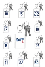 LOS ANGELES DODGERS Custom Design MLB Baseball Style 2 Side Large Photo Keychain