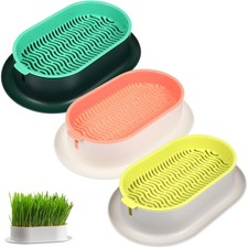 3 Pcs Hydroponic Cat Grass Tray Cats Box Planter Farming Creative