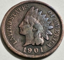1901 Cleaned Indian Head Cent Bronze Penny BN3748