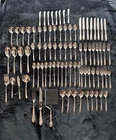 Towel Sterling Flatware completeService  Flutes Pattern 86 Pieces Monogrammed