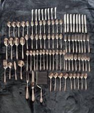 Towel Sterling Flatware completeService  Flutes Pattern 86 Pieces Monogrammed