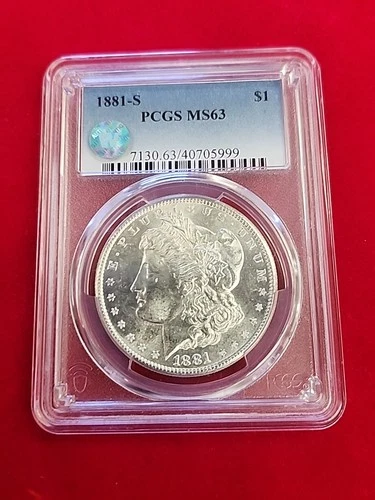 1881-S Morgan Silver Dollar $1 PCGS MS63 Blue Label 90% Silver U.S.