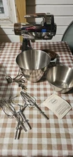 VINTAGE SUNBEAM DELUXE MIXMASTER 12 SPEED MIXER BROWN/CHROME w/BOWLS & BEATERS