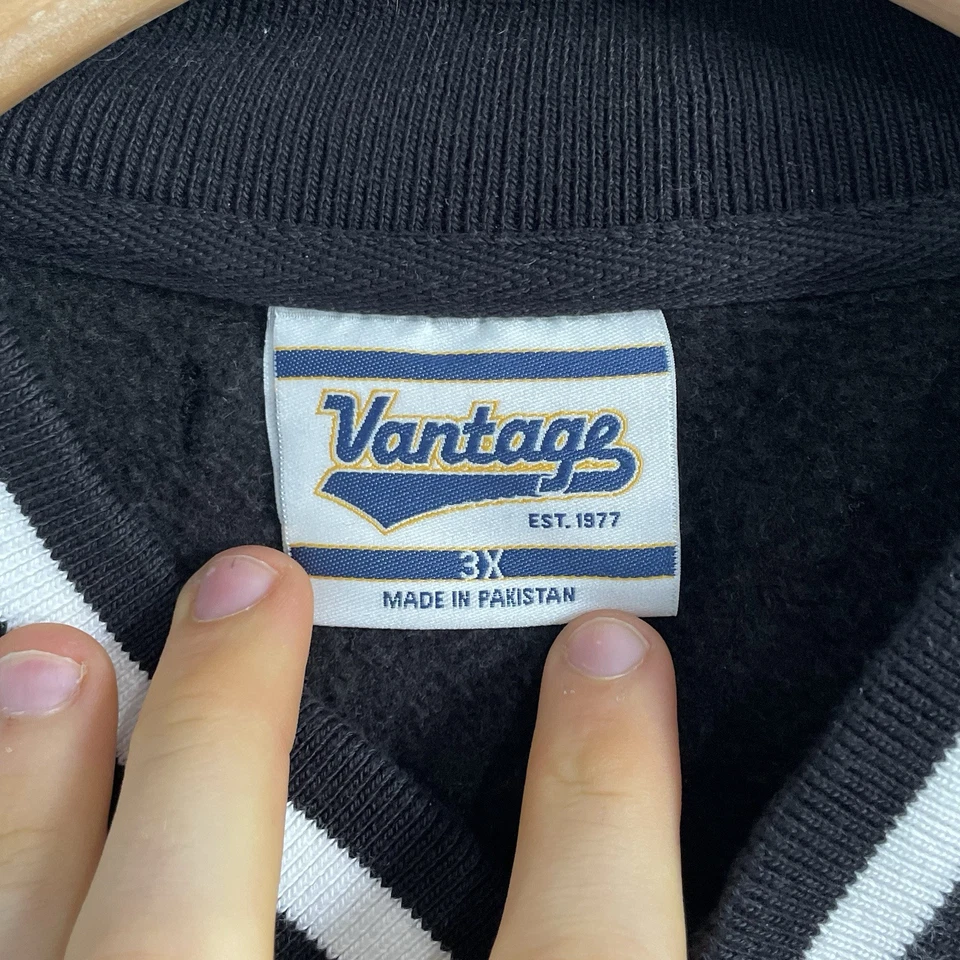Apple Varsity Jacket Size 3X Vantage Black White Long Sleeve Snap Buttons - Image 2 of 4