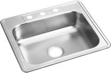 Dayton D125223 Single Bowl Drop-in Stainless Steel Sink Satin 25 x 22"