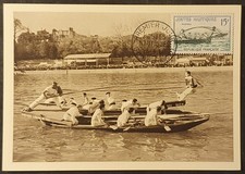 1958 CARTE MAXIMUM CARD 1er JOUR JOUTES NAUTIQUES 15Fcs DE SERRES 69 GIVORS