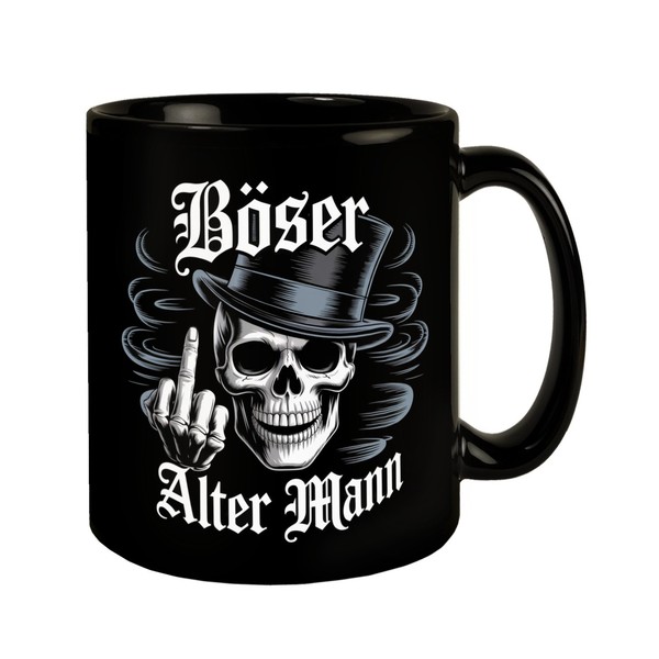 Totenkopf Mit Mittelfinger Tasse - BöSer Alter Mann-image
