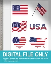 America Flag Design PNG Transparent Background Digital Print Files Art