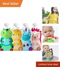 Assorted Silicone Reusable Baby Food Pouches, 5oz - On-the-Go Feeding Solution