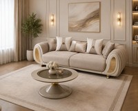 Wohnzimmer Set Sofa Couchtisch Beige Modern Stil Komfortabel
