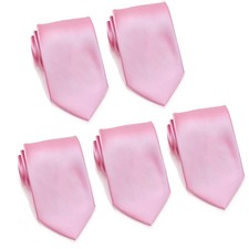 Mens Formal Tie Wholesale Lot of 5 Mens Solid Color Wedding Ties 3.5" Satin F...