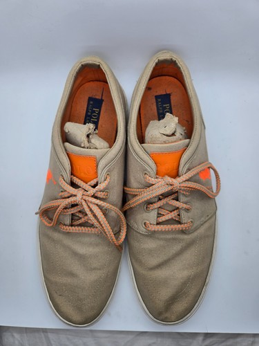 Polo Ralph Lauren Faxon Shoes Men's 12 D Tan Canvas Casual Pony Boat Sneakers - Picture 3 of 8