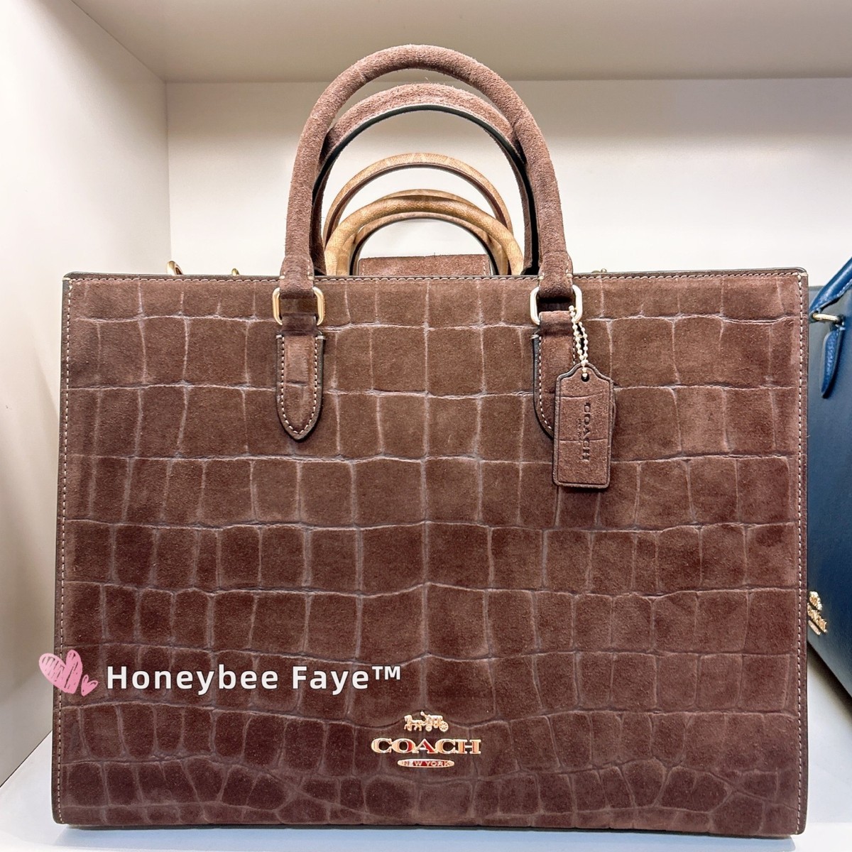 NWT Coach Maggie Tote embossed crocodile Bag CCC72 Gold/Maple | eBay